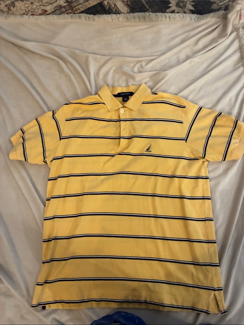 Nautica Yellow Polo with Navy Stripes